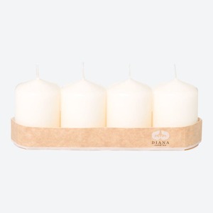Diana Candles Stumpenkerzen in unterschiedlichen Farben, ca. 7x5cm, 4er-Set