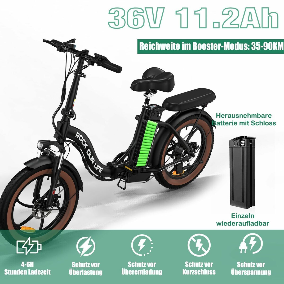 Bild 2 von RCB E-Bike RK6S 20 ZOLL, 7 Gang Shimano, 250W Heckmotor, 20" E-bike E-fahrrad Elektrofahrrad klapprad max.90km