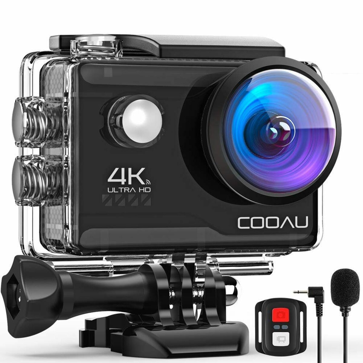 Bild 1 von COOAU Action Cam HD 4K 20MP WiFi mit externem Mikrofon Unterwasserkamera 40M Action Cam (4K Ultra HD, 2,4G WLAN (Wi-Fi), 2,0-Zoll-Bildschirm,mit Fernbedienung EIS Stabilisierung Kamera, Einstell