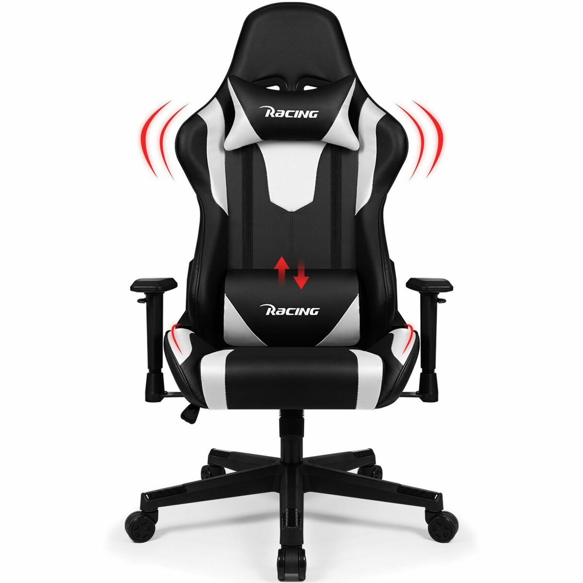 Bild 1 von Authmic Gaming-Stuhl Authmic Gaming-Stuhl Gaming Stuhl, Bürostuhl (Ergonomischer Schreibtischstuhl (mit verstellbare Kopfstütze und Lendenwirbelstütze, Computerstuhl mit Lendenkissen,Gamer St