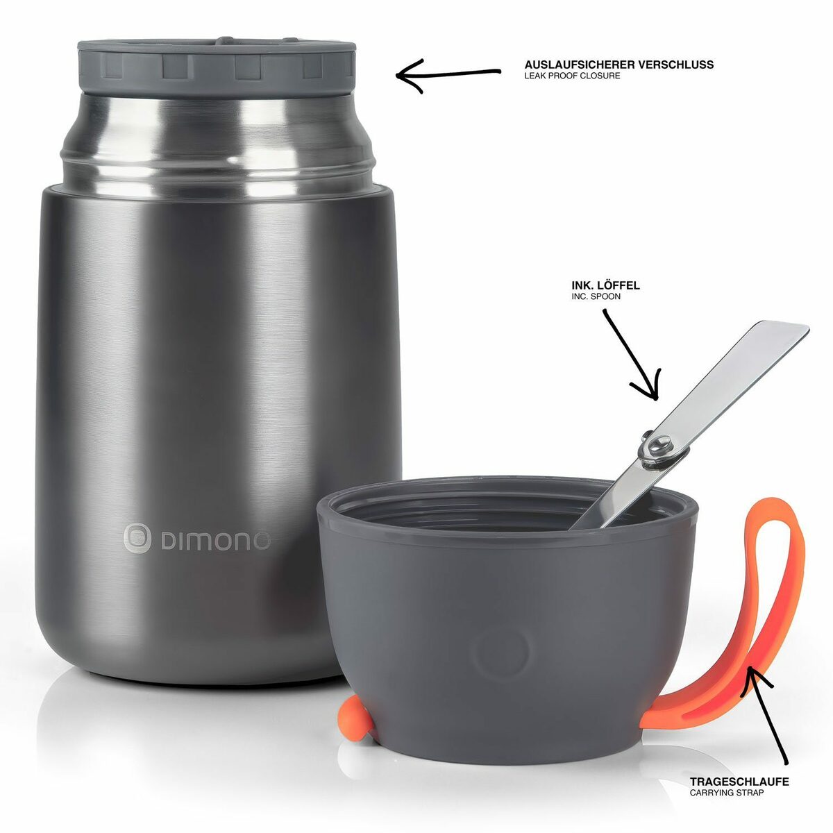 Bild 3 von Dimono Thermobehälter Warmhaltebehälter, Edelstahl, (to-Go Lebensmittelbehälter, Essensbehälter für unterwegs)