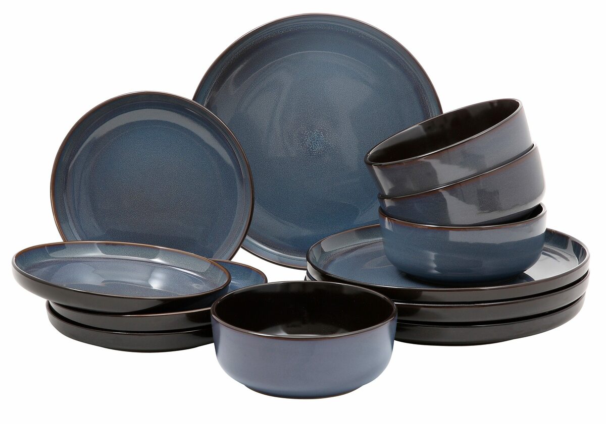 Bild 1 von andas Kombiservice Geschirr-Set Koli (12-tlg), 4 Personen, Steinzeug, Reaktiv-Glasur, jedes Teil ein Unikat, Scandic-Style