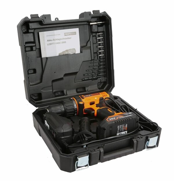 Bild 4 von Profiwerk Akku-Schlagschrauber PWSBS-01-Kit 20V, 50 Nm, (2,0Ah Akku, Netzteil, Transportkoffer, Bit-& Bohrerset)