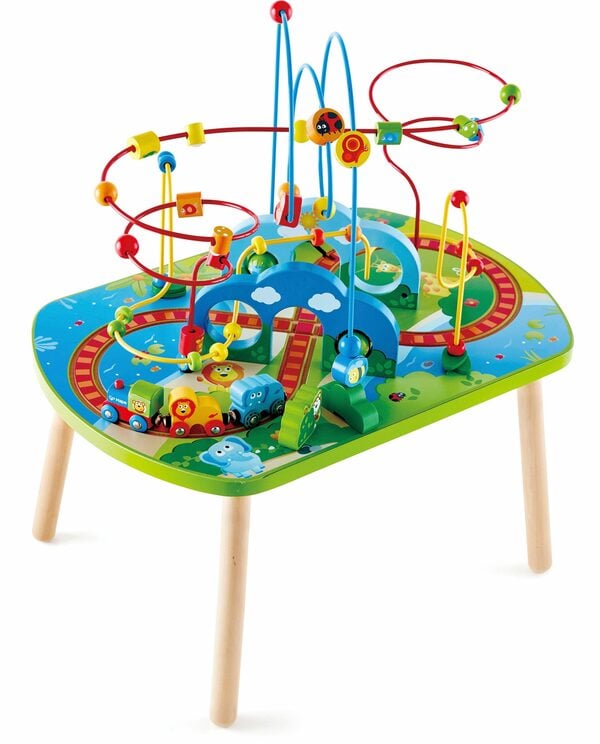 Bild 1 von Hape Spieltisch Holzspielzeug, Dschungelabenteuer, mit Motorikschleife; FSC®- schützt Wald - weltweit