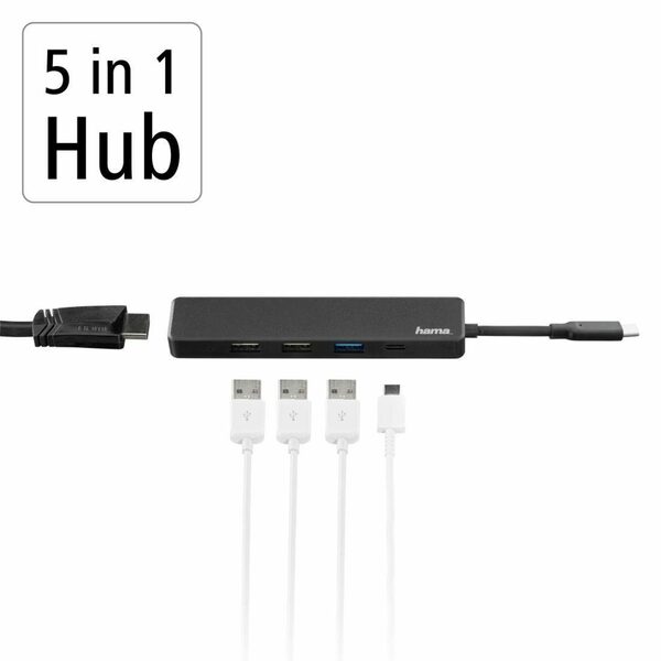 Bild 4 von Hama USB C Hub, Multiport, 5 Ports, 3x USB A, USB C, HDMI™ Adapter USB-C