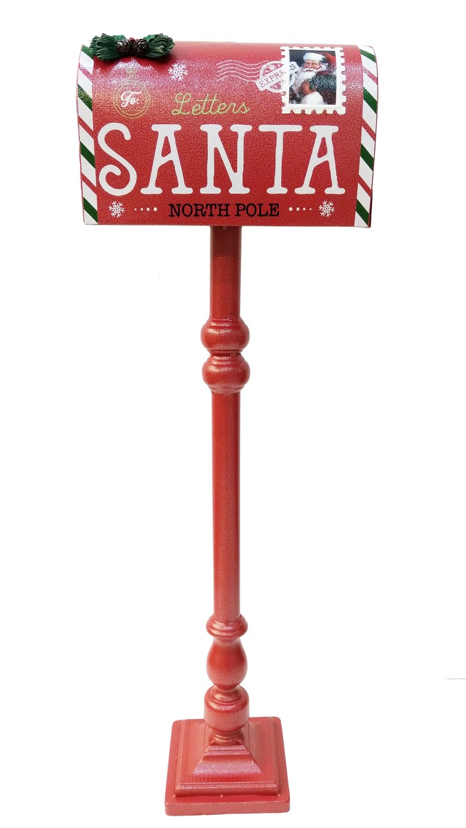 Bild 1 von Tarrington House Briefkasten, Metall, 33 x 18 x 107 cm, rot / weiß