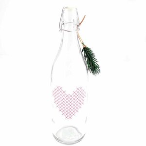 Flasche mit Herz im Stickdesign 32,5x9,3cm
