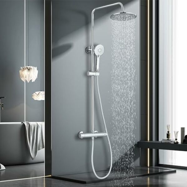 Bild 1 von Duschset schwarz, Duschsystem ohne Armatur 2 in 1 mit großer Regendusche
