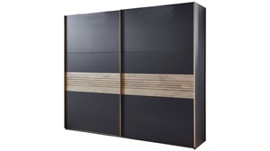 Schwebetürenschrank graphit - Eiche massiv 250 cm - TIROL