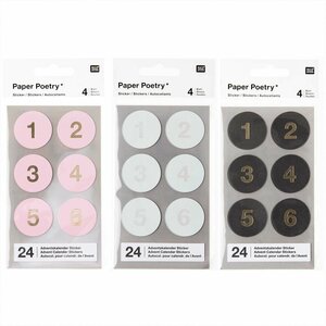 Paper Poetry Adventskalender Sticker Zahlen 1-24