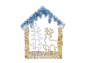 Tarrington House LED Weihnachtshaus, Eisen / Kunststoff, 68 x 18 x 81 cm, 375 LED Glühbirnen, warmweiß / eisweiß