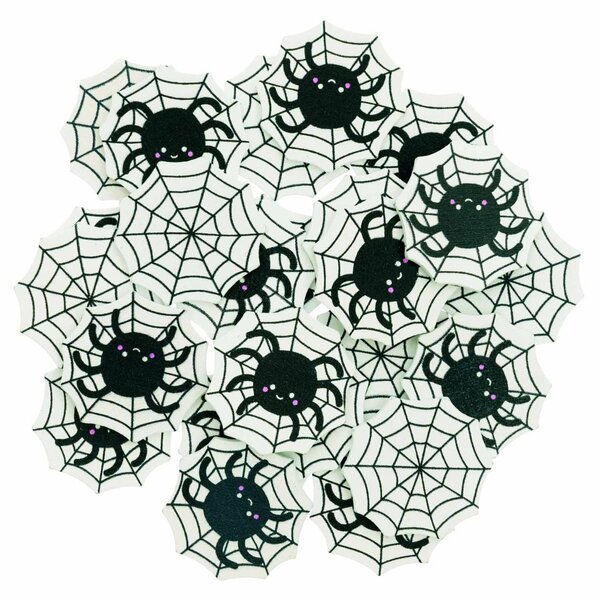 Bild 1 von Ohhh! Lovely! Holzstreu Spinnennetz schwarz-weiß 48 Stück