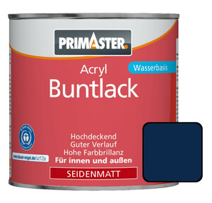 Primaster Acryl Buntlack enzianblau seidenmatt, 750 ml