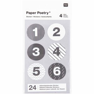 Paper Poetry Adventskalender Sticker schwarz-weiß 24 Stück