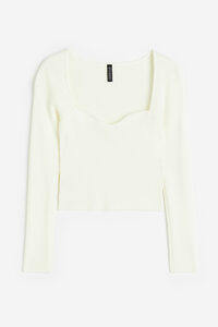 H&M Rippstrick-Shirt im Bustier-Stil Cremefarben, Tops in Größe XL. Farbe: Cream