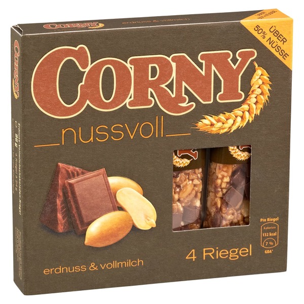 Bild 1 von Corny Nussvoll Riegel Erdnuss & Vollmilch 4 Stück x 24 g (96 g)