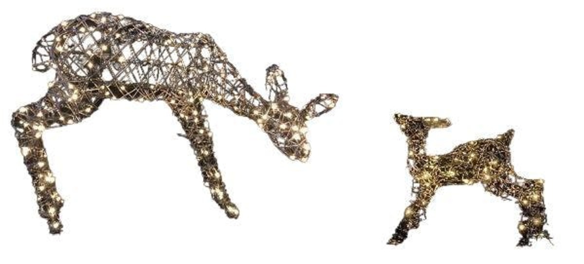 Bild 1 von Tarrington House LED Rentier 2er Set OST240SG1, Metall / Rattan / Kupfer, 240 LEDs, 2.35 W, 2 Größen, warmweiß