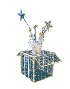 METRO Professional Geschenkbox XL beleuchtet, Aluminium / Kunststoff, 123 x 68 x 180 cm, 1464 LED Glühbirnen, warmweiß / eisweiß