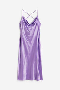 H&M Slipkleid aus Satin Lila, Party kleider in Größe 42. Farbe: Purple