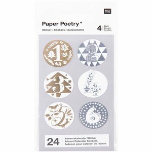 Paper Poetry Adventskalender Sticker gold-silber 24 Stück