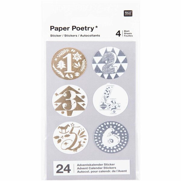 Bild 1 von Paper Poetry Adventskalender Sticker gold-silber 24 Stück
