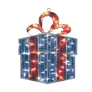 METRO Professional Geschenkbox beleuchtet, Aluminium / Kunststoff, 57,5 x 57,5 x 75 cm, 90 LED Glühbirnen warmweiß / eisweiß, mit Lichteffekt