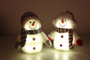 Leucht-Schneemann mit 6 LEDs 25cm Warmweiß