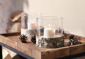 HomeLiving Windlicht "Birke" rustikale Deko aus Birkenrinde, Kerzenglas, Glas, dekorativ
