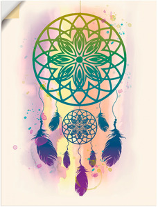 Artland Wandbild "Traumfänger Wasserfarbe", Muster, (1 St.), als Alubild, Leinwandbild, Wandaufkleber oder Poster in versch. Größen