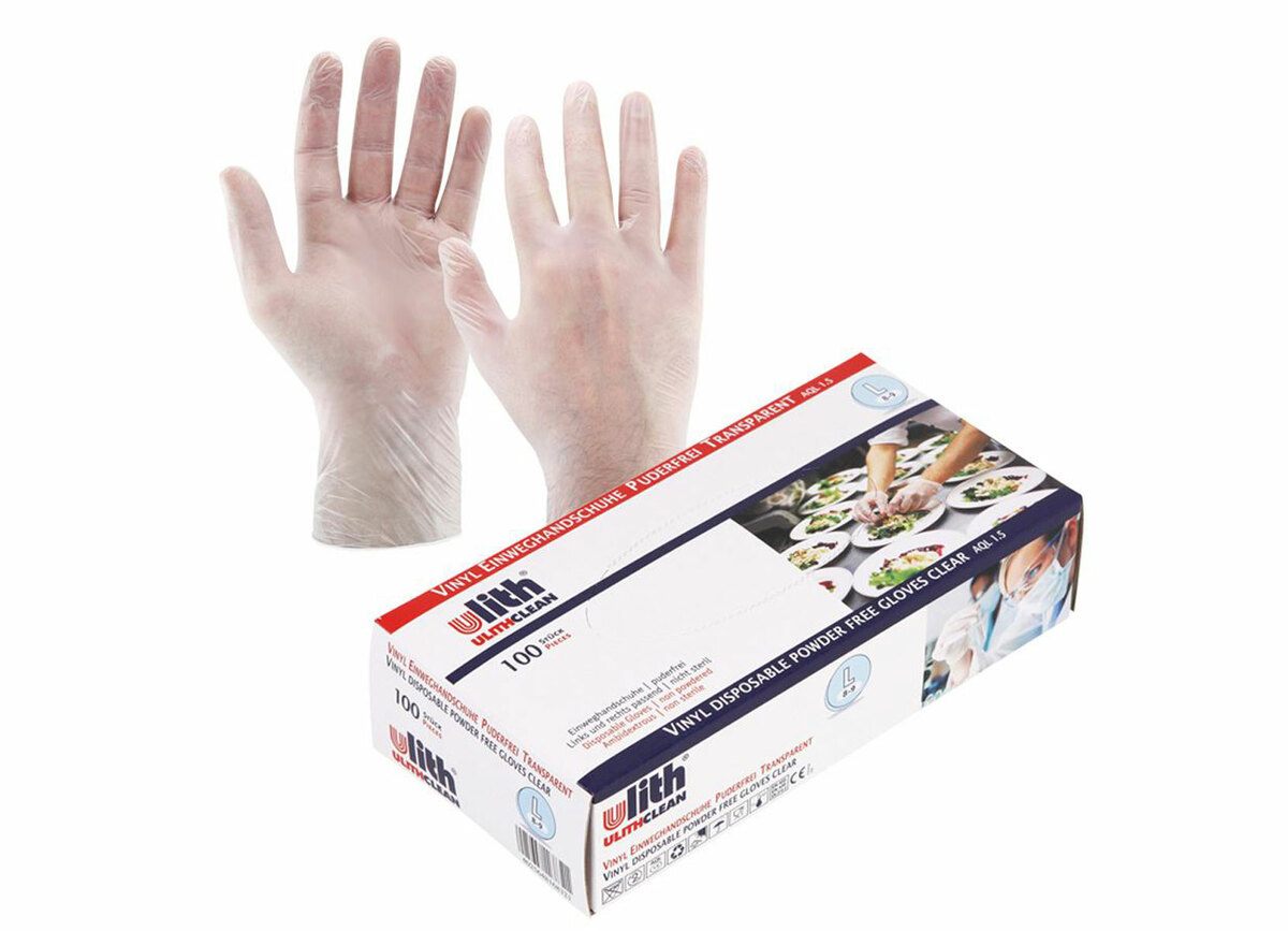 Bild 1 von ulith Vinyl-Einweghandschuhe puderfrei 100 Stück Gr. L