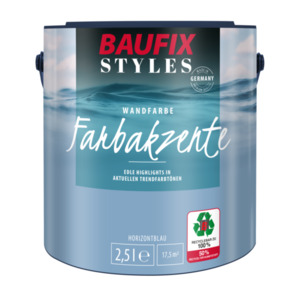 BAUFIX Farbakzente horizontblau seidenmatt, 2.5 Liter, Bunte Wandfarbe