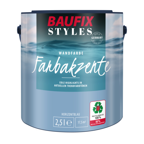 Bild 1 von BAUFIX Farbakzente horizontblau seidenmatt, 2.5 Liter, Bunte Wandfarbe