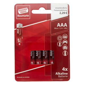 Alkaline-Batterien 4 Stück LR 03 AAA