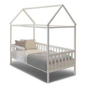 Coemo Kinderbett, Hausbett HOME 80x160 cm, mit Dachgestell und Rausfallschutz