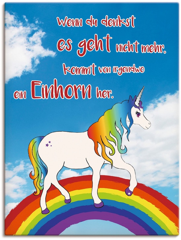 Artland Wandbild "Einhorn mit Regenbogen", Animal Fantasy, (1 St.), als