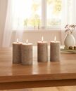 Bild 1 von HomeLiving Kerze "Rustic Grey", 4er Set Feuer Leuchten hell Tisch Deko, Wachs, Struktur