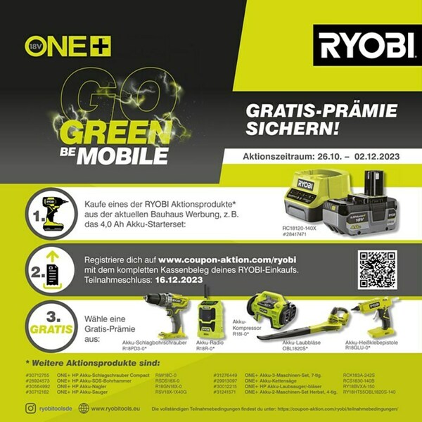 Ryobi ONE+ Maschinen-Set RCK183A-242 S von Bauhaus ansehen!