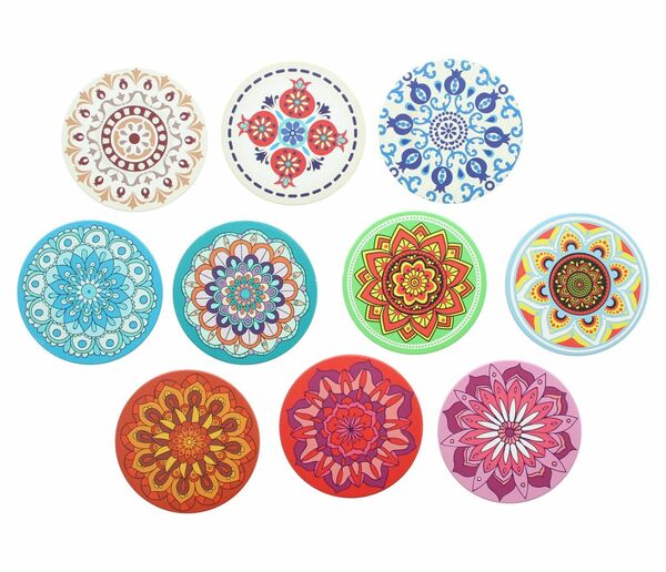 Bild 1 von HomeLiving Untersetzer "Mandala", 10er Set, Porzellan Kork Getränkeuntersetzer bunt