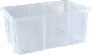 Stapelbox mit Rollen, 45 Liter, 60 x 40 x 26,5 cm, transparent