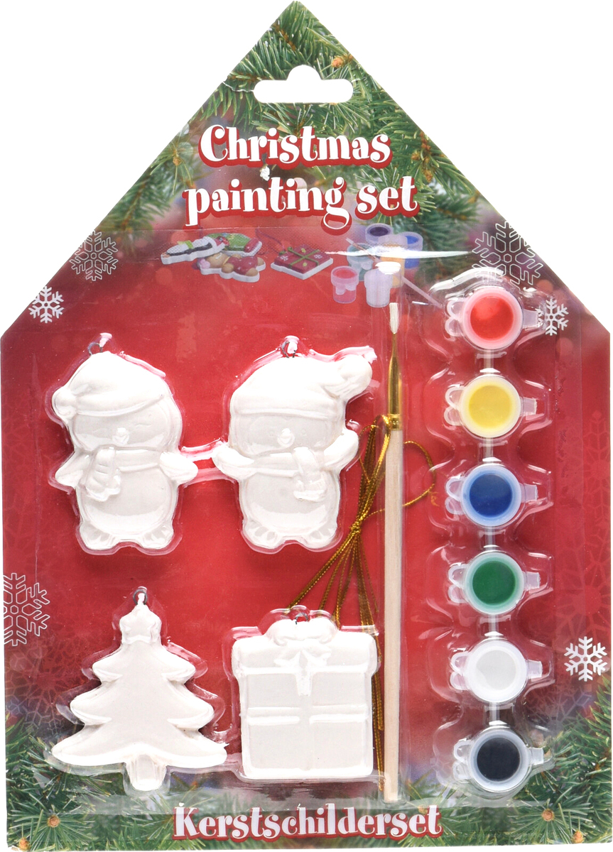 Qunkun Weihnachten Gipsfiguren Bemalen Bastelset – DIY Malset Mit Form, Gips, Farben, Pinsel & Zubehör, Inkl. Magneten