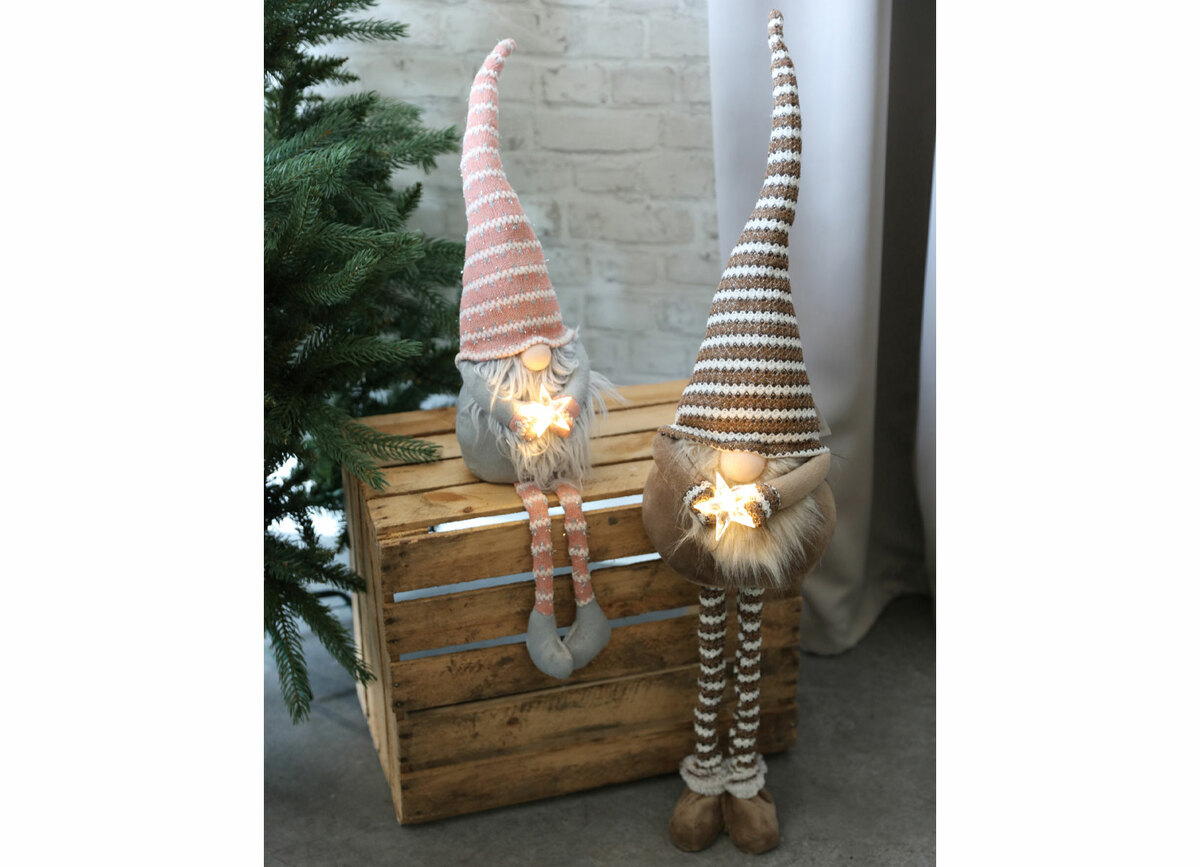 Weihnachtswichtel 2er Set Mit Teleskopbeinen - Süße Wichtel Deko 58-68 Cm