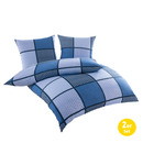 Bild 1 von Dreamtex Mikrofaser-Jersey-Flanell-Bettwäsche - 2er Set, Karo Ornament Blau