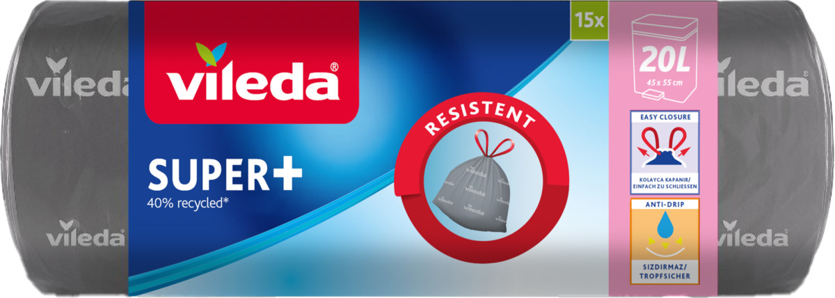 Bild 1 von Vileda Super+ Müllbeutel mit Zugband 20 l