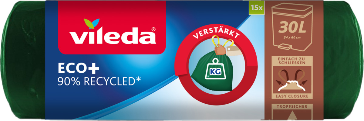 Bild 1 von Vileda Eco+ Müllbeutel mit Zugband 30 l