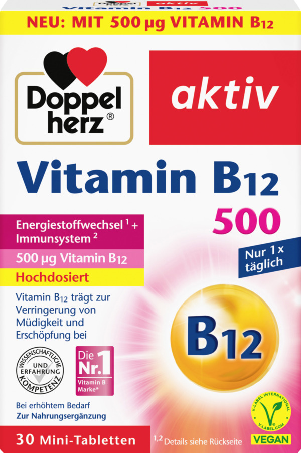 Bild 1 von Doppelherz aktiv Vitamin B12 500 Mini-Tabletten