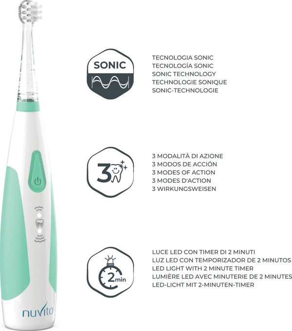 Bild 2 von Nuvita 1151B Sonic Clean & Care elektrische Kinderschallzahnbürste 3m+ bis 5 Jahre