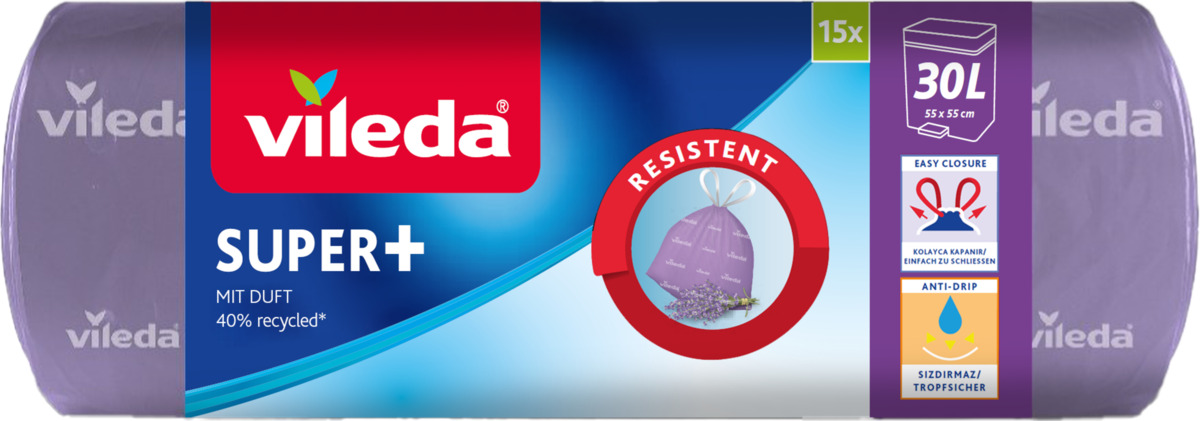 Bild 1 von Vileda Super+ Duft-Müllbeutel mit Zugband 30 l
