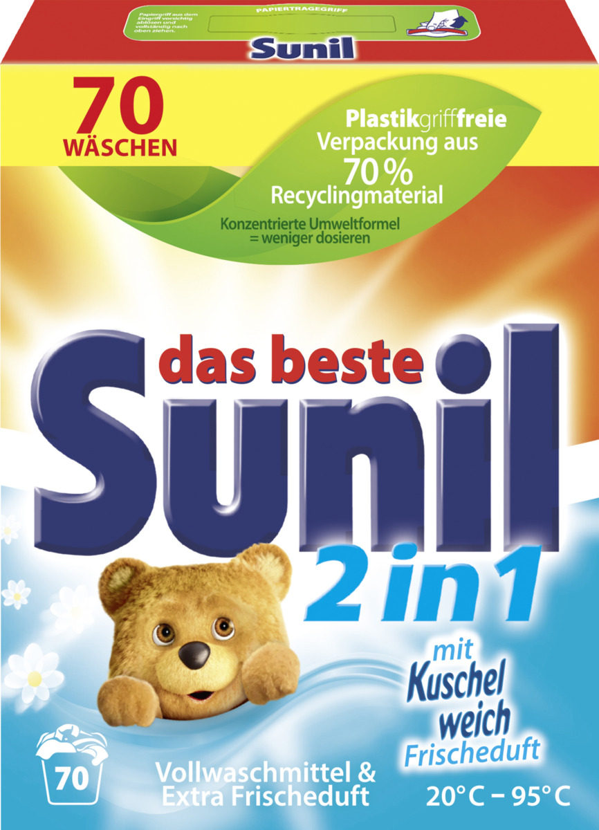 Bild 1 von Sunil 2in1 Vollwaschmittel Pulver 70 WL