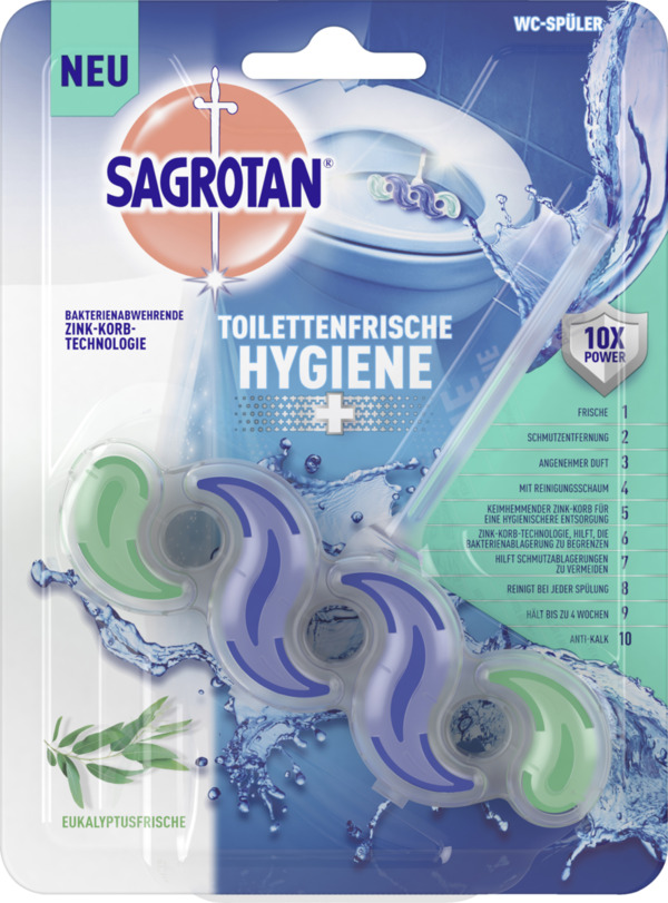 Bild 1 von Sagrotan Toilettenfrische Hygiene Plus Eukalyptusfrische WC-Spüler