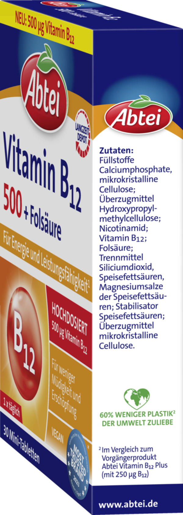 Bild 2 von Abtei Vitamin B12 500 + Folsäure Mini-Tabletten